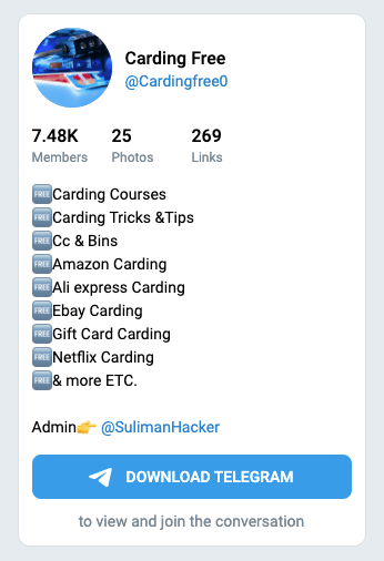Screenshot of a Carding Account on Twitter