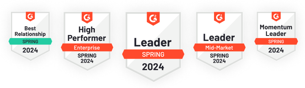 G2 badges showing SEON fraud management system as top leader